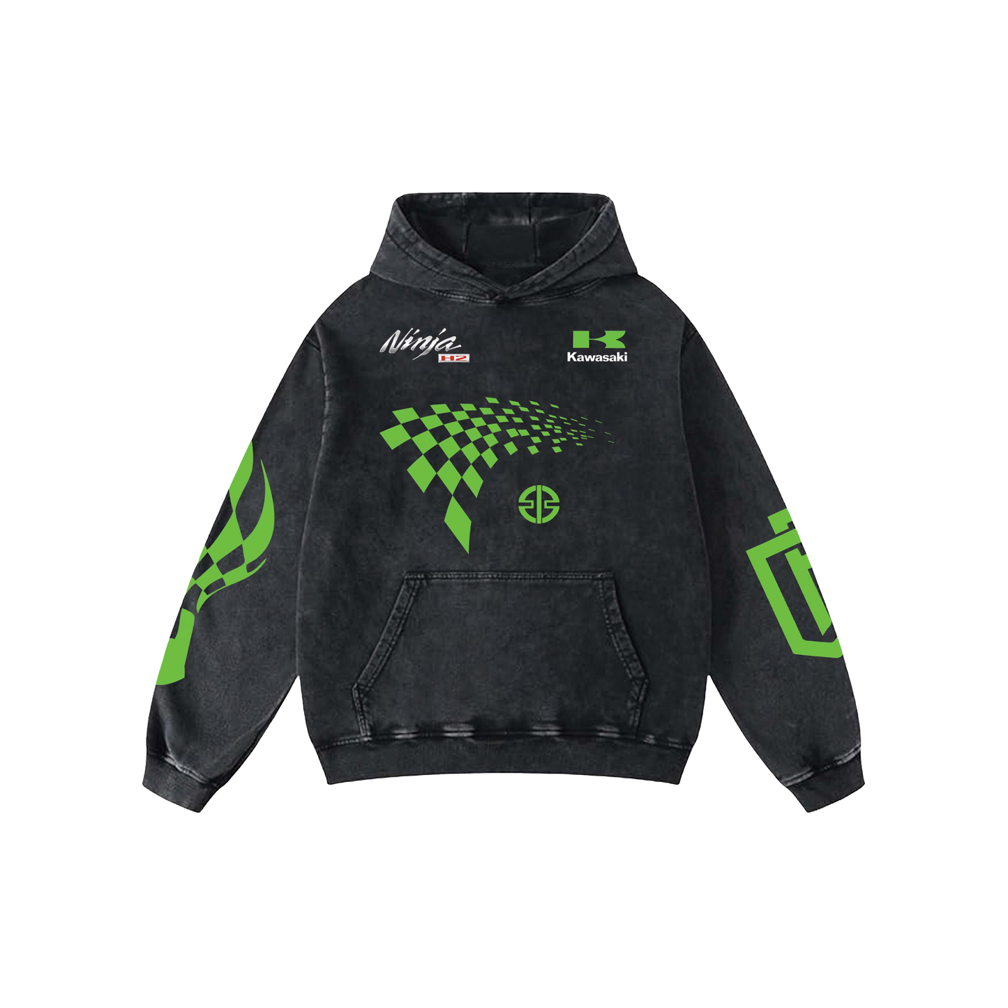 Ninja Acid Wash Oversized Hoodie