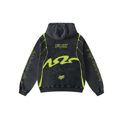 FOX ACID WASHED OVERSIZED HOODIE