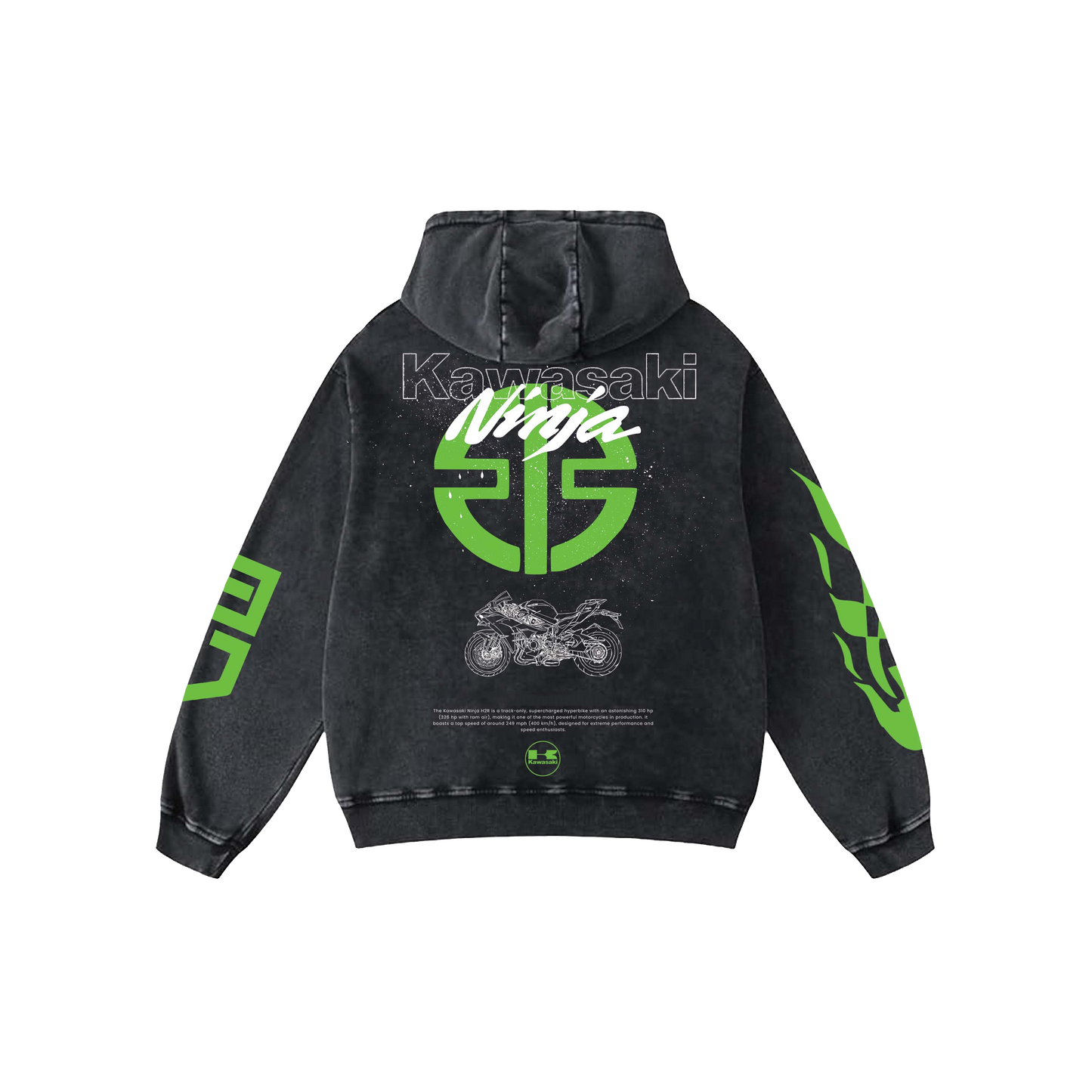 Ninja Acid Wash Oversized Hoodie