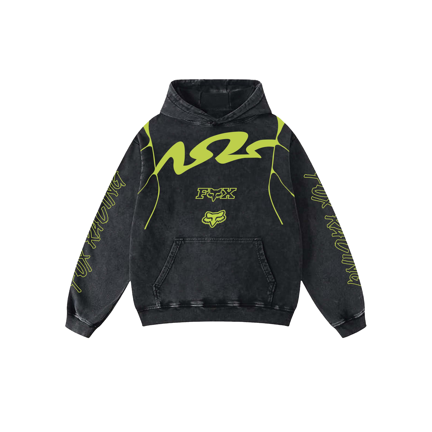 FOX ACID WASHED OVERSIZED HOODIE