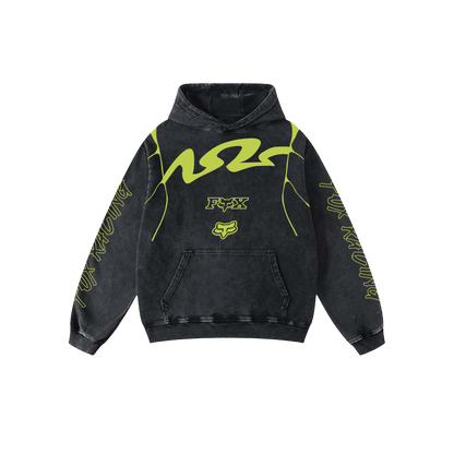 FOX ACID WASHED OVERSIZED HOODIE