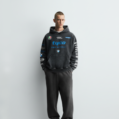 Bwm Acid Wash Oversized Hoodie