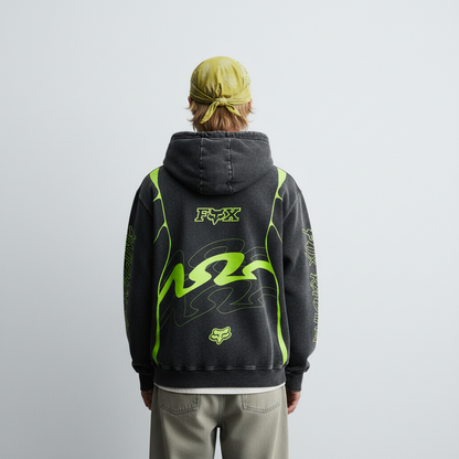 FOX ACID WASHED OVERSIZED HOODIE