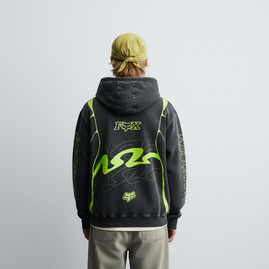 FOX ACID WASHED OVERSIZED HOODIE
