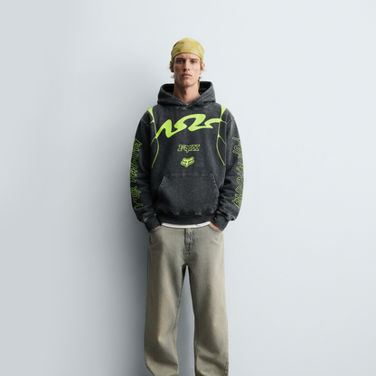 FOX ACID WASHED OVERSIZED HOODIE